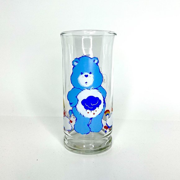 Vintage Care Bears Pizza Hut Glass Grumpy Bear Rain Cloud 1983 Limited Edition